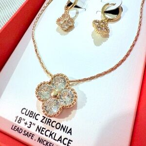 Piper K Cubic Zirconia Flower Necklace and Earring Set